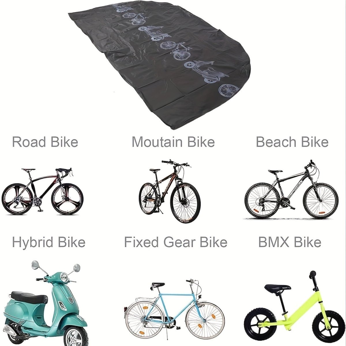 Cat Shop Boys - Bike Cover Waterproof Dustproof UV and Wind Resistant, Machine Washable Polypropylene Bicycle Storage for Indoor Use, Rain and Snow Protection - Black