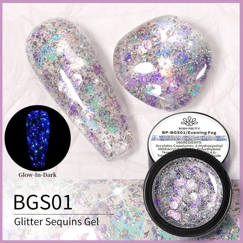 Cat Shop Boys - BORN PRETTY 5 in1 Glue Gel Reinforcement Gel No Wipe Top Coat Manicure UV LED Soak Off Nail Gel Varnish 3D Chrome Design