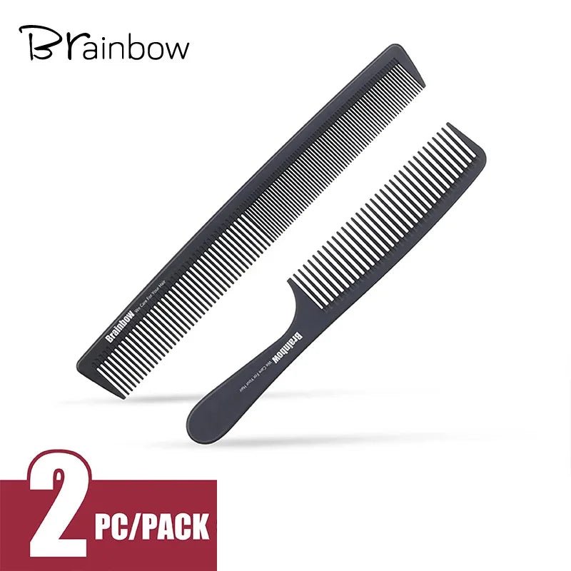 Cat Shop Boys - Brainbow 2pc Hair Comb Anti - static Carbon Hair Brush Professional Pro Salon Hair Styling Tools Hairdressing Barbers Handle Brush