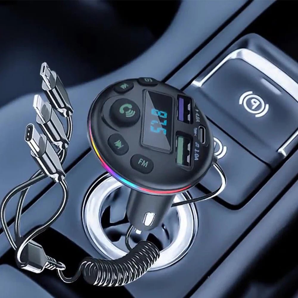 Cat Shop Boys - Car Bluetooth 5.0 FM Transmitter MP3 Modulator Player Handsfree Audio Receiver With 3 in 1 Charge Cable for IPhone Huawei Xiaomi