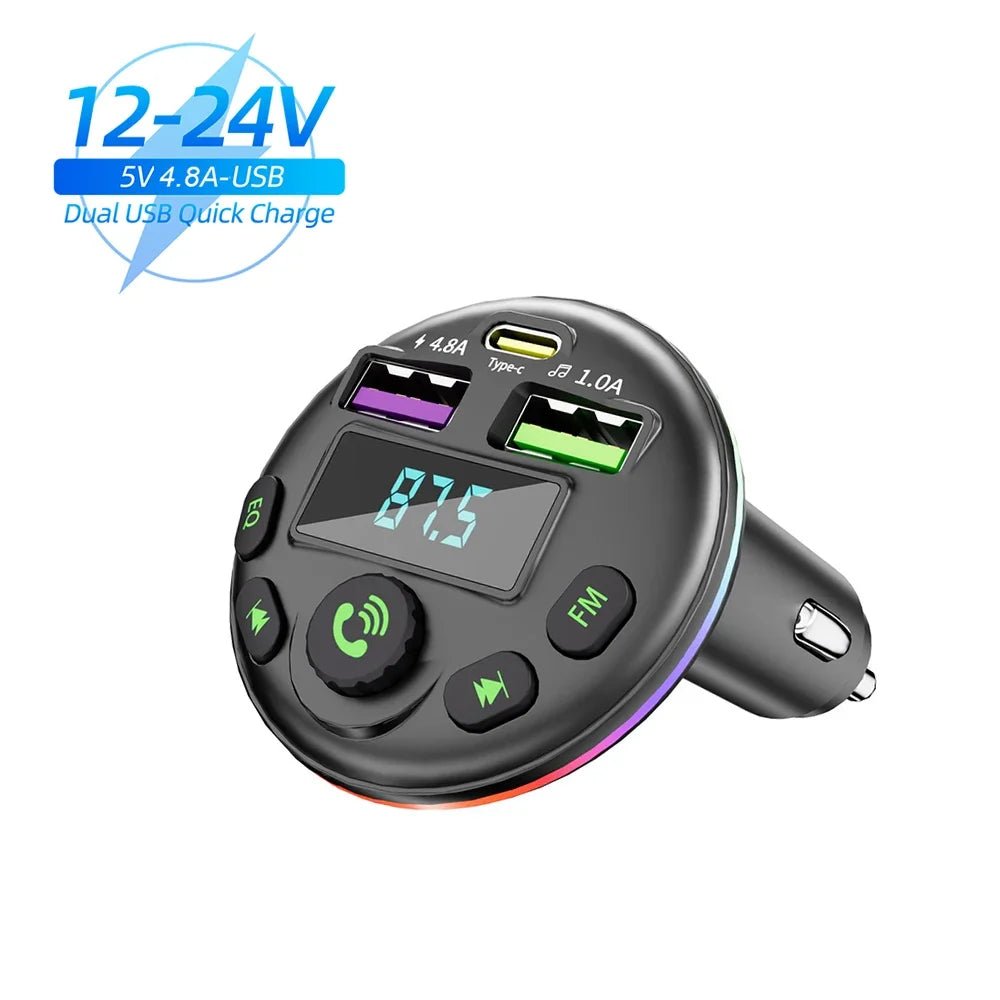 Cat Shop Boys - Car Bluetooth 5.0 FM Transmitter MP3 Modulator Player Handsfree Audio Receiver With 3 in 1 Charge Cable for IPhone Huawei Xiaomi