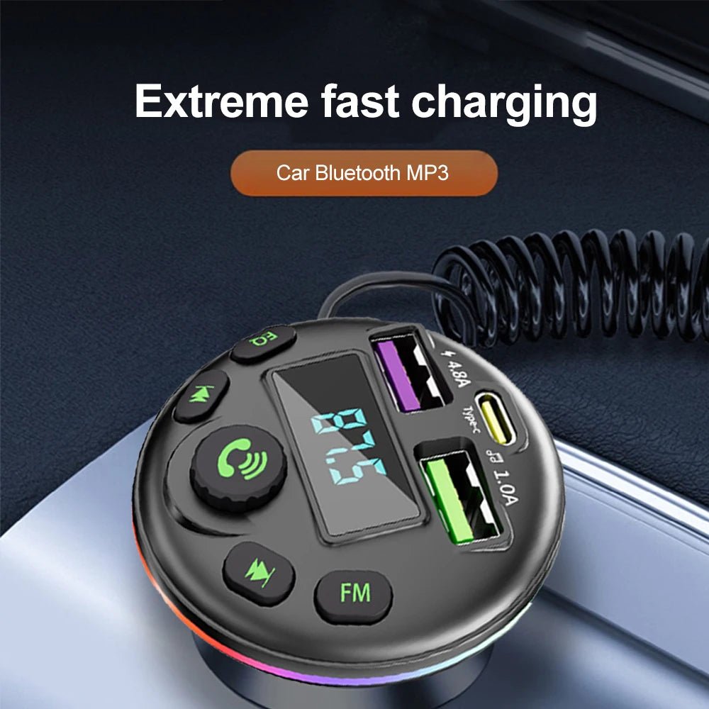 Cat Shop Boys - Car Bluetooth 5.0 FM Transmitter MP3 Modulator Player Handsfree Audio Receiver With 3 in 1 Charge Cable for IPhone Huawei Xiaomi