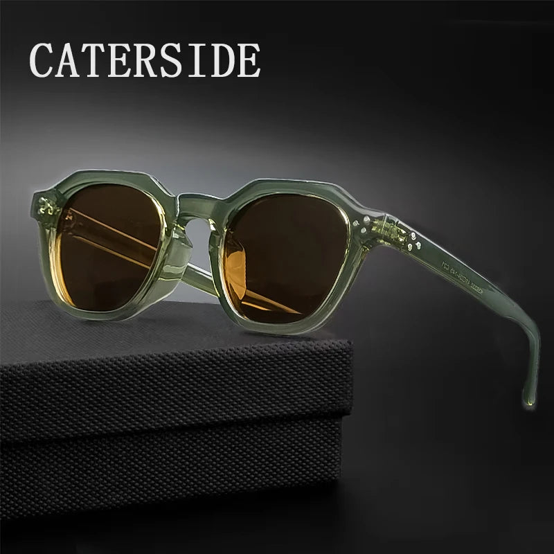 Cat Shop Boys - CATERSIDE Retro Polarized Sunglasses Men Ultralight TR90 Frame Polygon Women Sun Glasses Outdoor High Quality Travel Eyewear