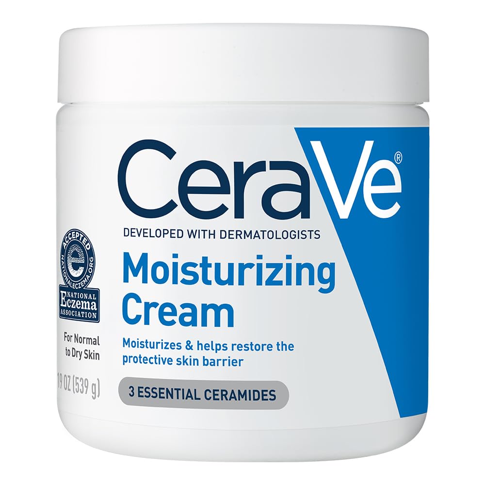 Cat Shop Boys - CeraVe Moisturizing Cream, Body and Face Moisturizer for Dry Skin, Body Cream with Hyaluronic Acid and Ceramides, Daily Moisturizer, Oil - Free, Fragrance Free, Non - Comedogenic, 19 Ounce