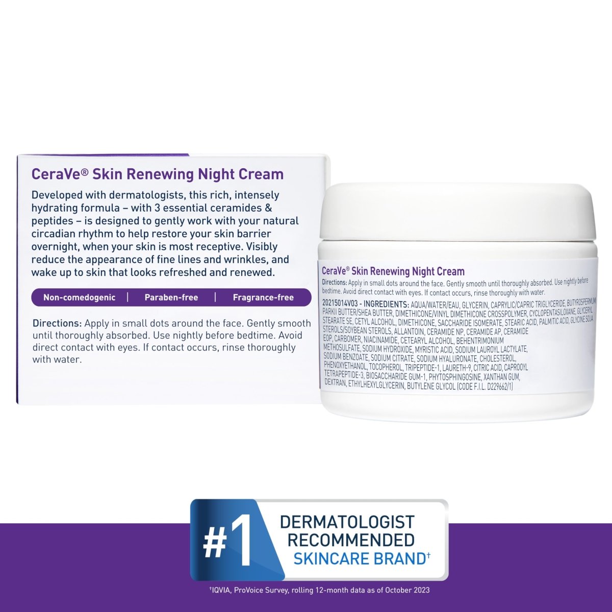 Cat Shop Boys - CeraVe Skin Renewing Night Cream, Niacinamide, Peptide Complex, and Hyaluronic Acid Moisturizer for Face, 1.7 Ounce, Packaging may Vary