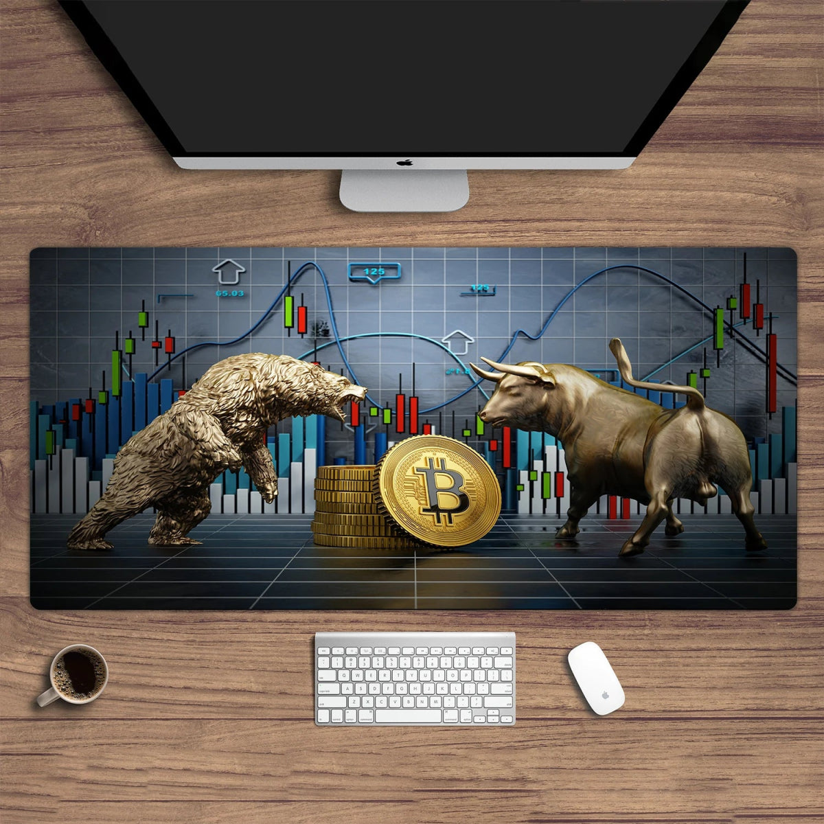 Cat Shop Boys - Chart Pattern Mouse Pad for Stock Market, Forex, Bitcoin, Trader Desk Pad, Investor Gift, Candlestick Pattern Art Mouse Pad