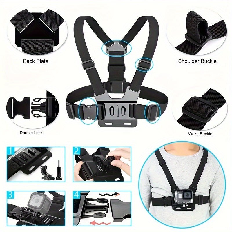 Cat Shop Boys - Chest Strap Cell Phone Holder, 1pc Adjustable Cell Phone Chest Strap Holder, Outdoor Riding Chest Strap Holder, First View Shooting Accessory For Skiing, Riding, Boating, Hunting, Sports