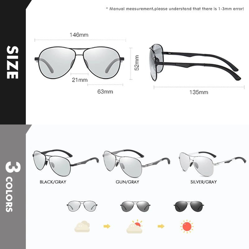 Cat Shop Boys - Classic Brand Design Pilot Photochromic Sunglasses Men Polarized Safety Driving Sun Glasses Women Anti - Glare gafas de sol hombre