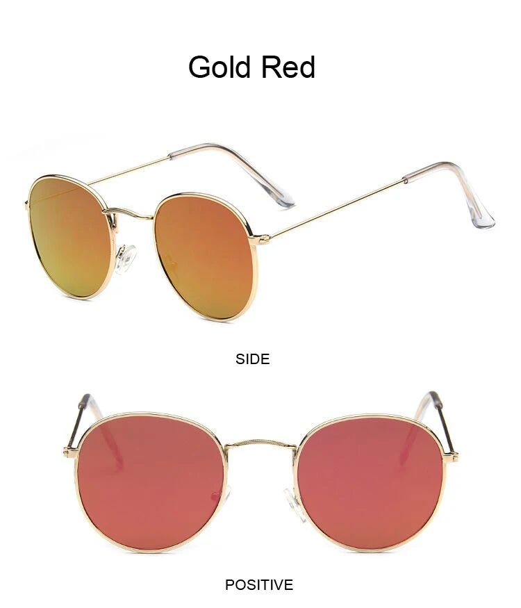 Cat Shop Boys - Classic Round Sunglasses Woman Fashion Brand Designer Metal Mirror Sun Glasses Retro Small Frame Oval Lunette Soleil Femme