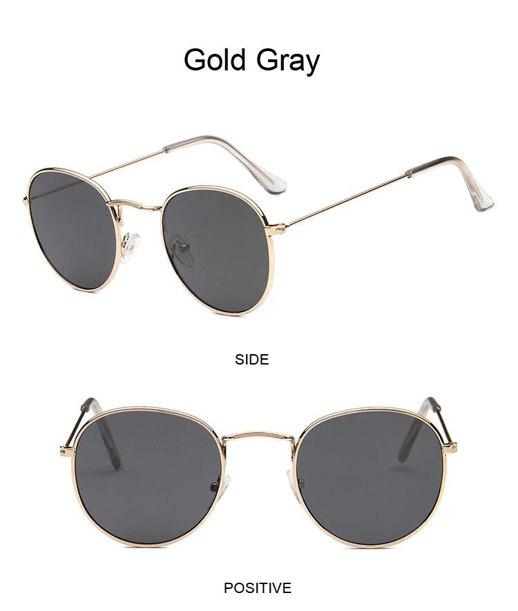 Cat Shop Boys - Classic Round Sunglasses Woman Fashion Brand Designer Metal Mirror Sun Glasses Retro Small Frame Oval Lunette Soleil Femme