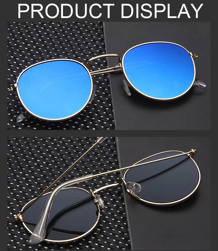 Cat Shop Boys - Classic Round Sunglasses Woman Fashion Brand Designer Metal Mirror Sun Glasses Retro Small Frame Oval Lunette Soleil Femme