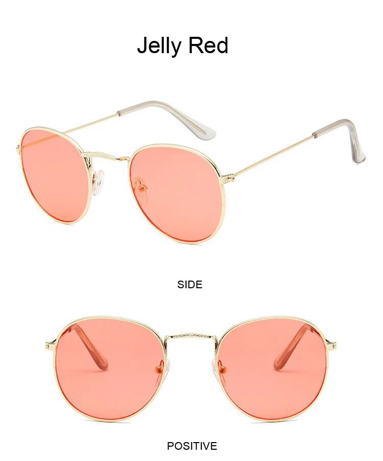 Cat Shop Boys - Classic Round Sunglasses Woman Fashion Brand Designer Metal Mirror Sun Glasses Retro Small Frame Oval Lunette Soleil Femme