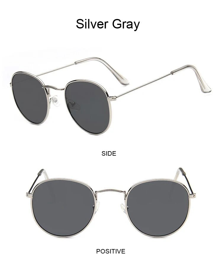 Cat Shop Boys - Classic Round Sunglasses Woman Fashion Brand Designer Metal Mirror Sun Glasses Retro Small Frame Oval Lunette Soleil Femme