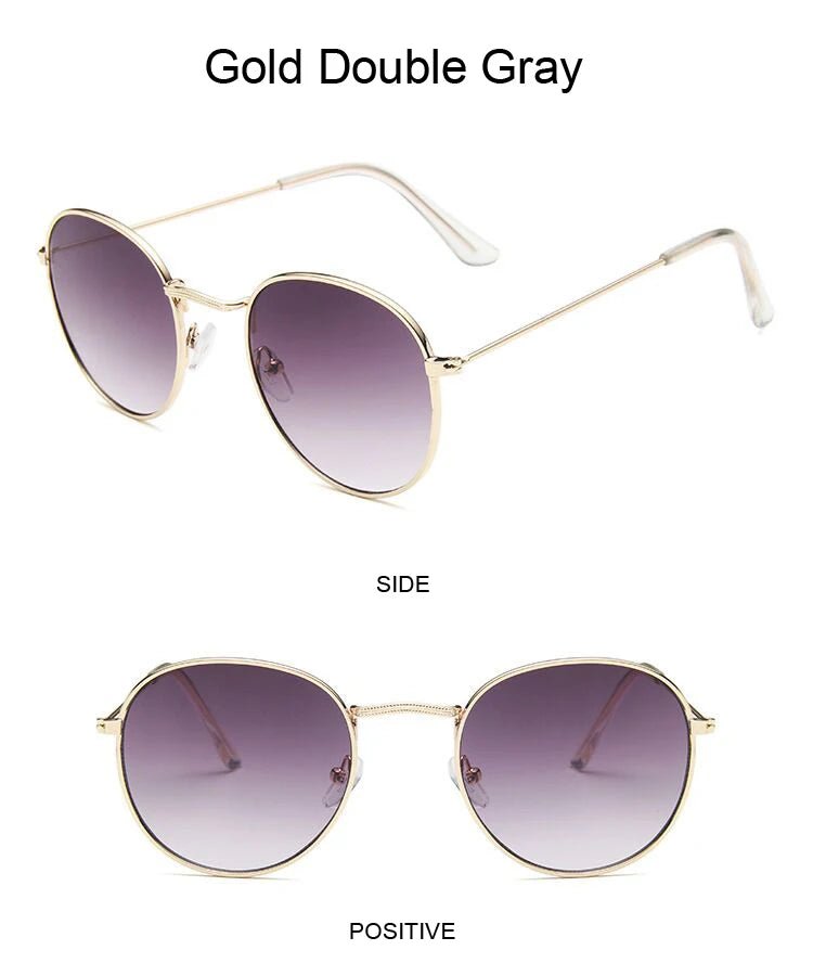 Cat Shop Boys - Classic Round Sunglasses Woman Fashion Brand Designer Metal Mirror Sun Glasses Retro Small Frame Oval Lunette Soleil Femme