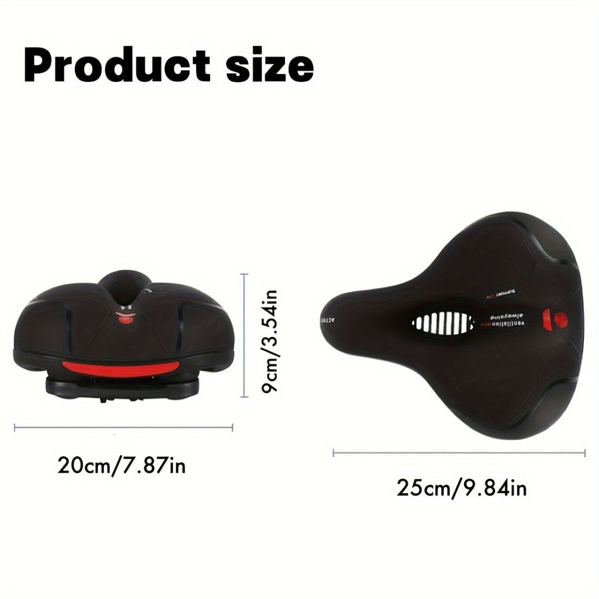 Cat Shop Boys - Comfortable Bike Seat Cushion - Wide Bicycle Seat Comfort for Men Women with Dual Shock Absorption - Memory Foam Padding, Waterproof Bike Saddle for Stationary, Exercise, Mountain, Road Bikes