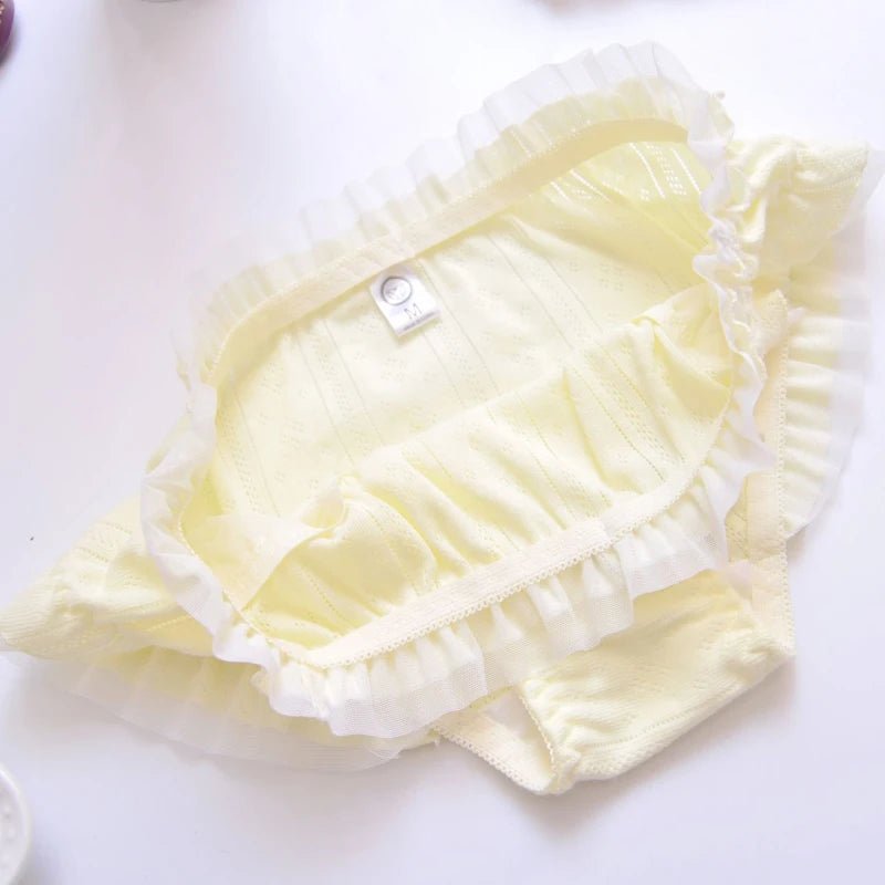 Cat Shop Boys - Cotton Ruffle Cute Lovely Sweety Girl Panties Bow Japanese Princess Style High Elasticity Breathable Sexy Women Underwear Breifs