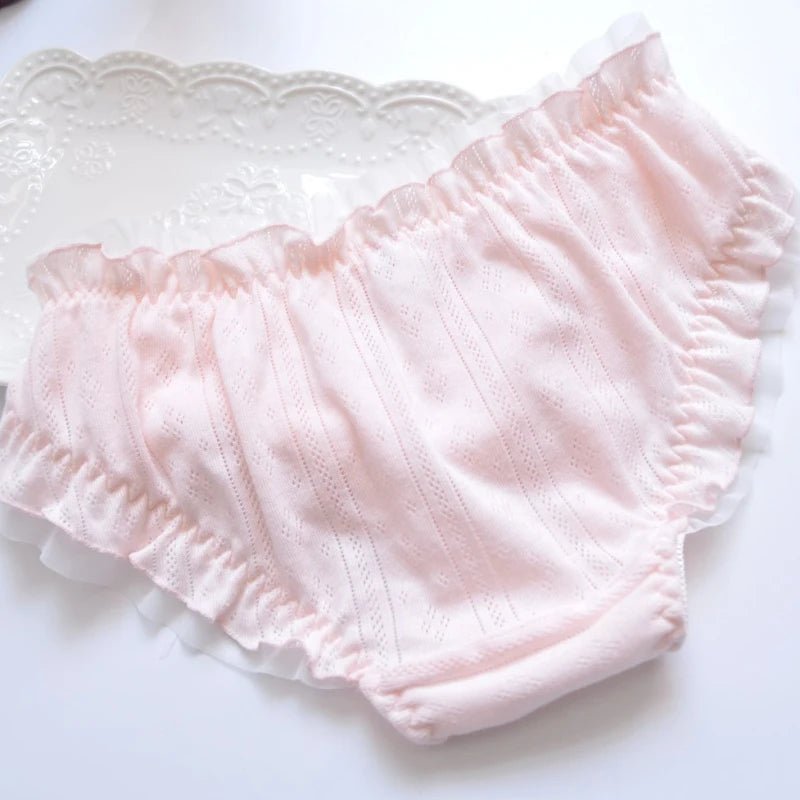 Cat Shop Boys - Cotton Ruffle Cute Lovely Sweety Girl Panties Bow Japanese Princess Style High Elasticity Breathable Sexy Women Underwear Breifs