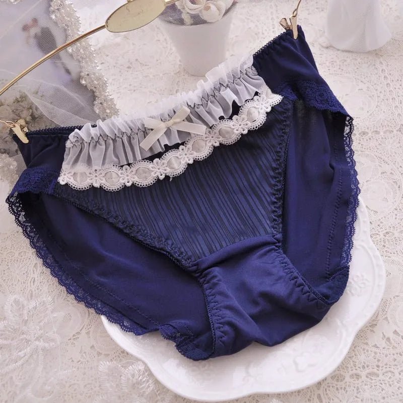 Cat Shop Boys - Cotton Ruffle Cute Lovely Sweety Girl Panties Bow Japanese Princess Style High Elasticity Breathable Sexy Women Underwear Breifs