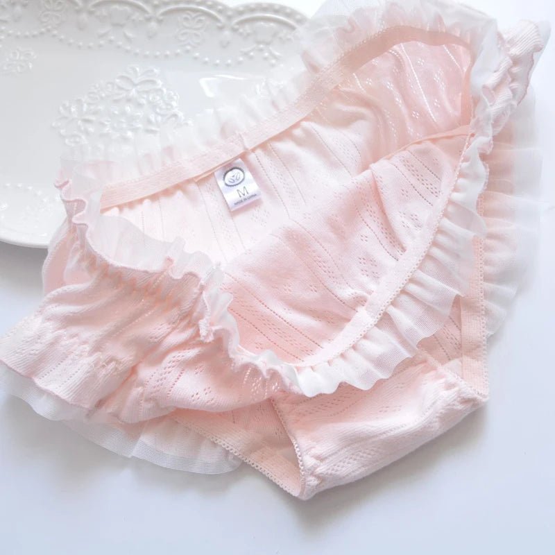 Cat Shop Boys - Cotton Ruffle Cute Lovely Sweety Girl Panties Bow Japanese Princess Style High Elasticity Breathable Sexy Women Underwear Breifs