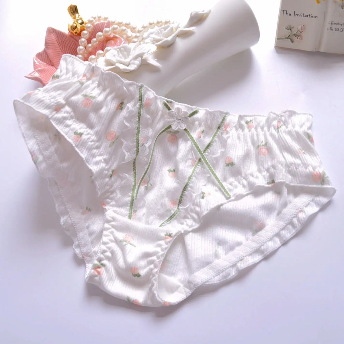 Cat Shop Boys - Cotton Ruffle Cute Lovely Sweety Girl Panties Bow Japanese Princess Style High Elasticity Breathable Sexy Women Underwear Breifs