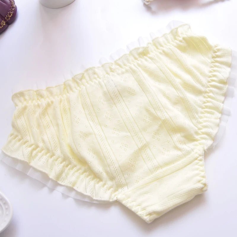 Cat Shop Boys - Cotton Ruffle Cute Lovely Sweety Girl Panties Bow Japanese Princess Style High Elasticity Breathable Sexy Women Underwear Breifs