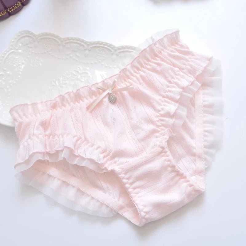 Cat Shop Boys - Cotton Ruffle Cute Lovely Sweety Girl Panties Bow Japanese Princess Style High Elasticity Breathable Sexy Women Underwear Breifs