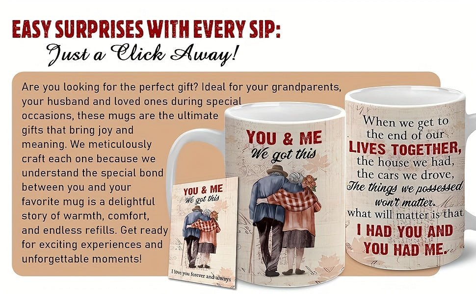 Cat Shop Boys - Couple of Ceramic Coffee Mugs with "You And Me We Got This" Funny Sayings, Ideal for Wife, Husband, Grandma, Grandpa, Dad, Mom, Hubby as Christmas, Valentine, Mothers, Fathers Day, Anniversary, Birthday Gifts