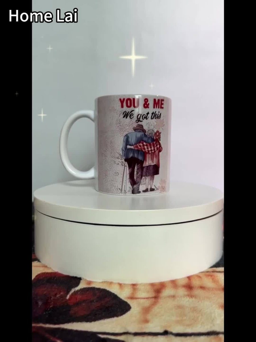 Cat Shop Boys - Couple of Ceramic Coffee Mugs with "You And Me We Got This" Funny Sayings, Ideal for Wife, Husband, Grandma, Grandpa, Dad, Mom, Hubby as Christmas, Valentine, Mothers, Fathers Day, Anniversary, Birthday Gifts