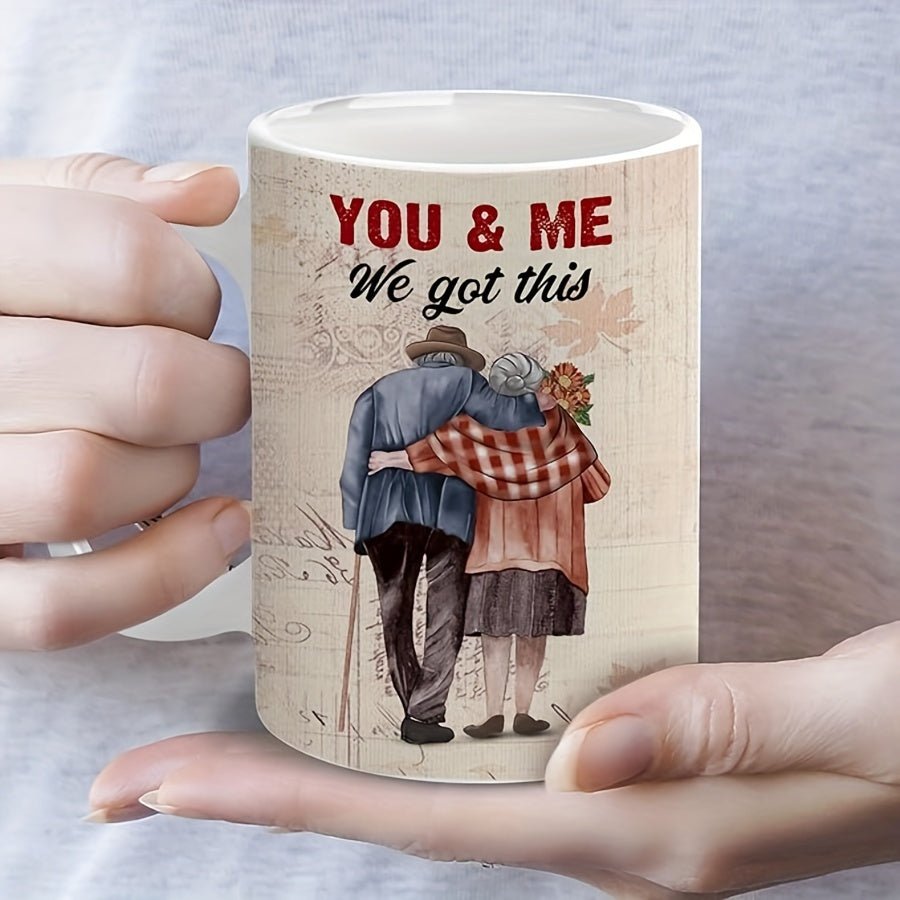 Cat Shop Boys - Couple of Ceramic Coffee Mugs with "You And Me We Got This" Funny Sayings, Ideal for Wife, Husband, Grandma, Grandpa, Dad, Mom, Hubby as Christmas, Valentine, Mothers, Fathers Day, Anniversary, Birthday Gifts