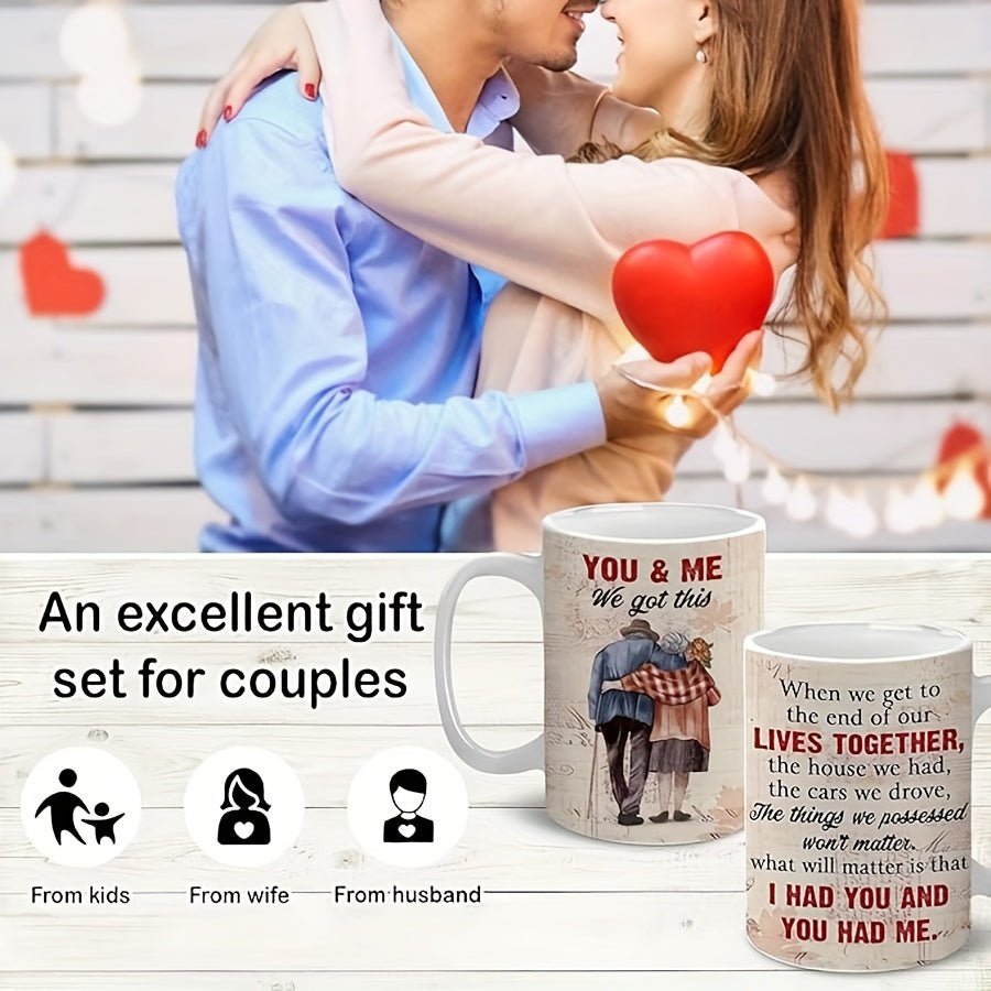 Cat Shop Boys - Couple of Ceramic Coffee Mugs with "You And Me We Got This" Funny Sayings, Ideal for Wife, Husband, Grandma, Grandpa, Dad, Mom, Hubby as Christmas, Valentine, Mothers, Fathers Day, Anniversary, Birthday Gifts