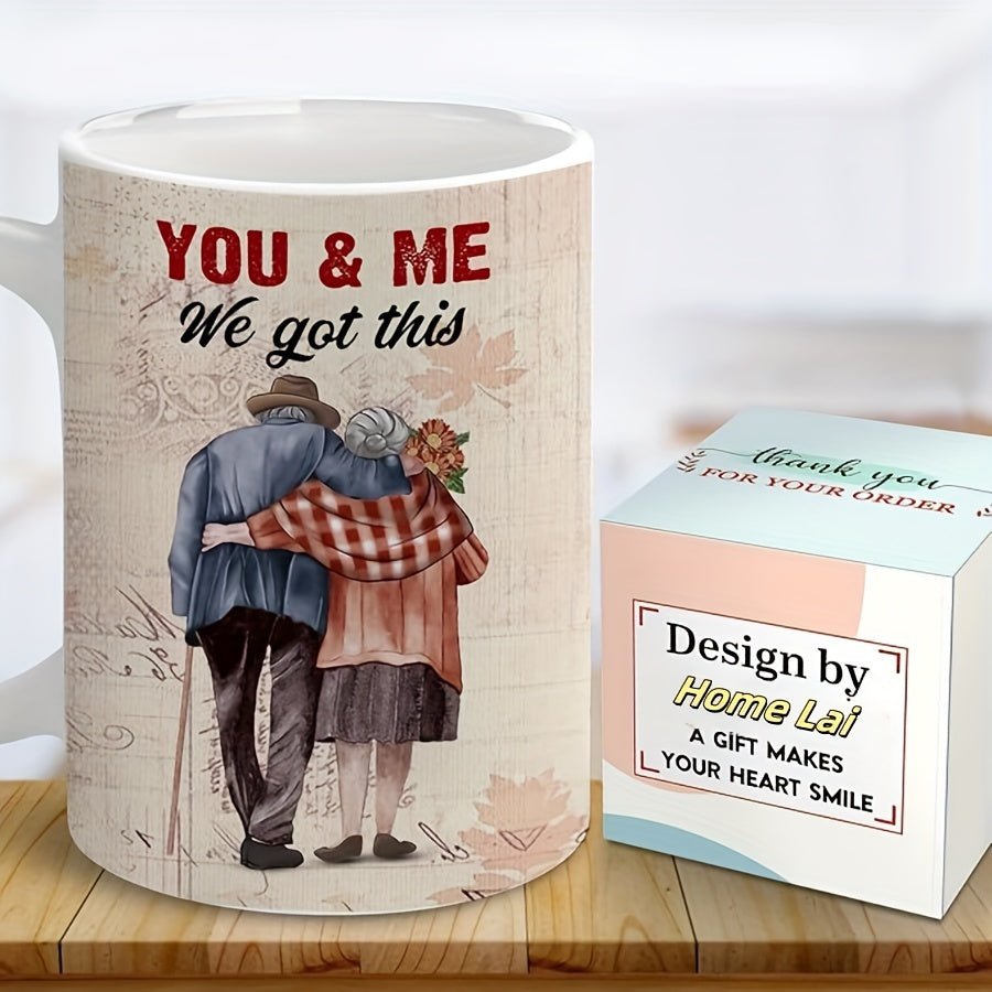 Cat Shop Boys - Couple of Ceramic Coffee Mugs with "You And Me We Got This" Funny Sayings, Ideal for Wife, Husband, Grandma, Grandpa, Dad, Mom, Hubby as Christmas, Valentine, Mothers, Fathers Day, Anniversary, Birthday Gifts