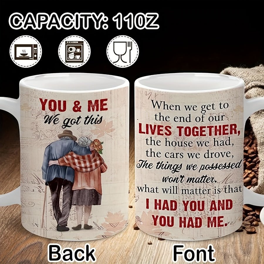 Cat Shop Boys - Couple of Ceramic Coffee Mugs with "You And Me We Got This" Funny Sayings, Ideal for Wife, Husband, Grandma, Grandpa, Dad, Mom, Hubby as Christmas, Valentine, Mothers, Fathers Day, Anniversary, Birthday Gifts