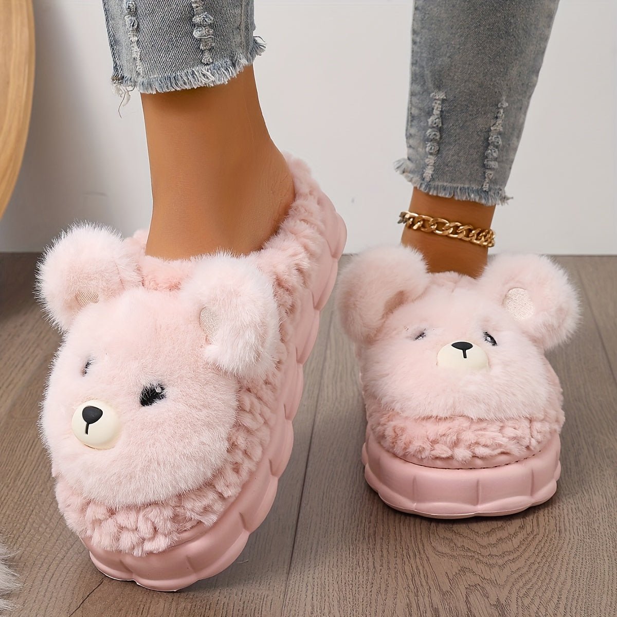 Cat Shop Boys - Cozy Cartoon Plush Slippers for Women - Ultra - Soft, Thick Sole with Warm Lining & Non - Slip Sole, Perfect for Winter Comfort