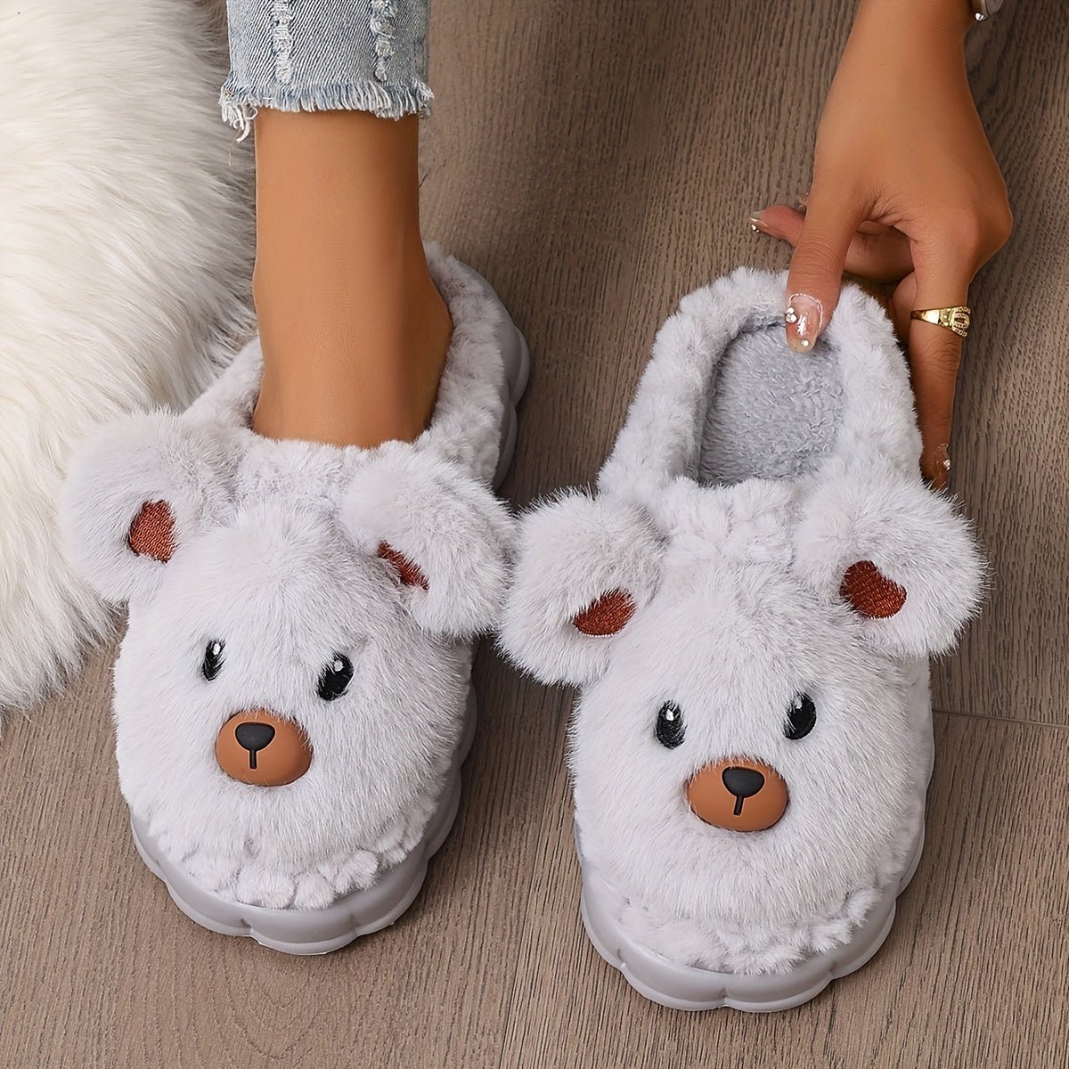 Cat Shop Boys - Cozy Cartoon Plush Slippers for Women - Ultra - Soft, Thick Sole with Warm Lining & Non - Slip Sole, Perfect for Winter Comfort