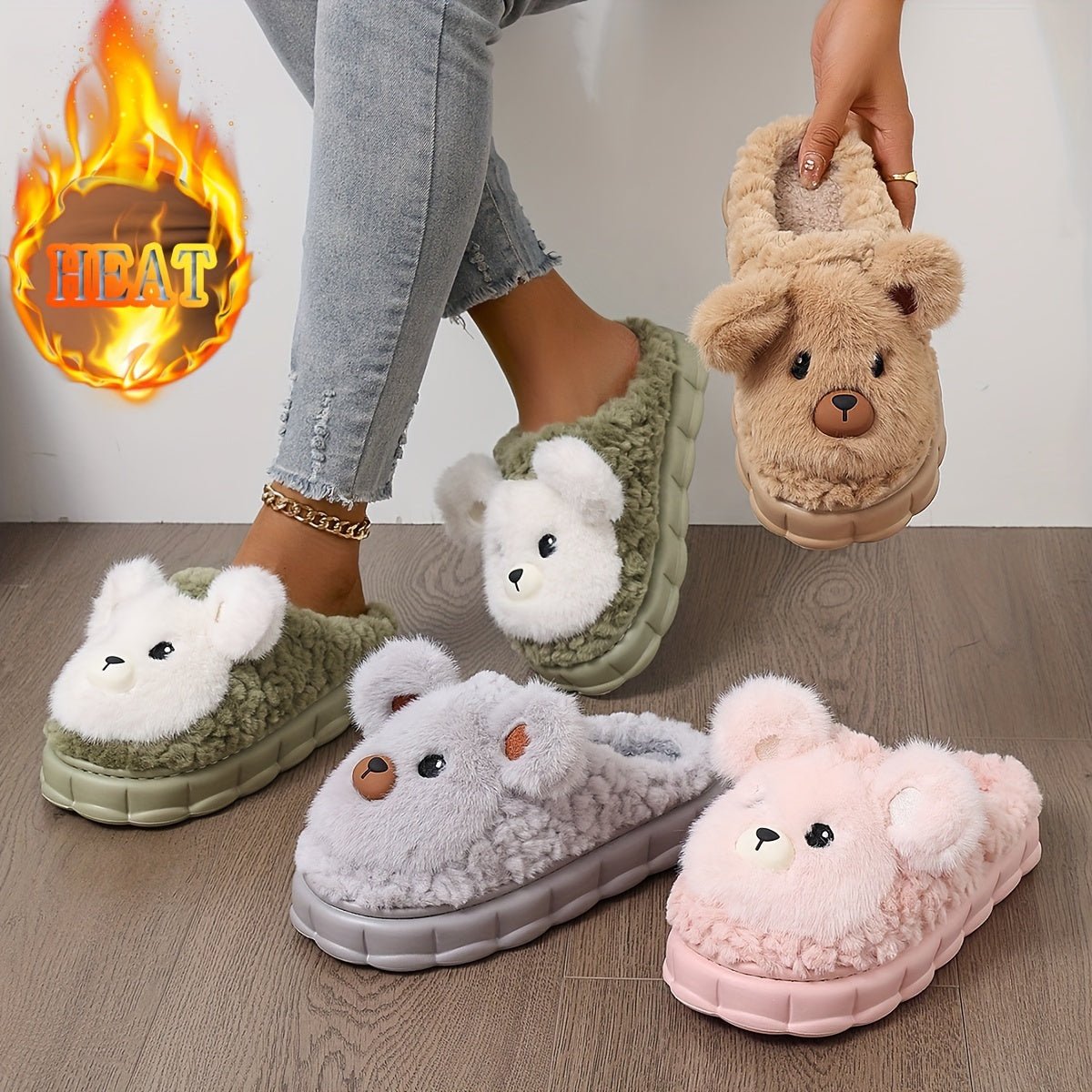 Cat Shop Boys - Cozy Cartoon Plush Slippers for Women - Ultra - Soft, Thick Sole with Warm Lining & Non - Slip Sole, Perfect for Winter Comfort