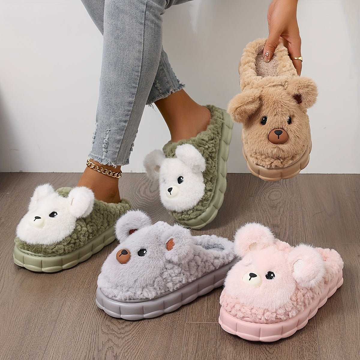 Cat Shop Boys - Cozy Cartoon Plush Slippers for Women - Ultra - Soft, Thick Sole with Warm Lining & Non - Slip Sole, Perfect for Winter Comfort