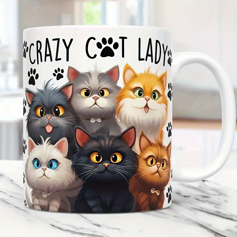 Cat Shop Boys - Crazy Cat Lady Ceramic Coffee Mug, 11oz, Dishwasher & Microwave Safe, Funny Gift for Her, Birthday, Halloween