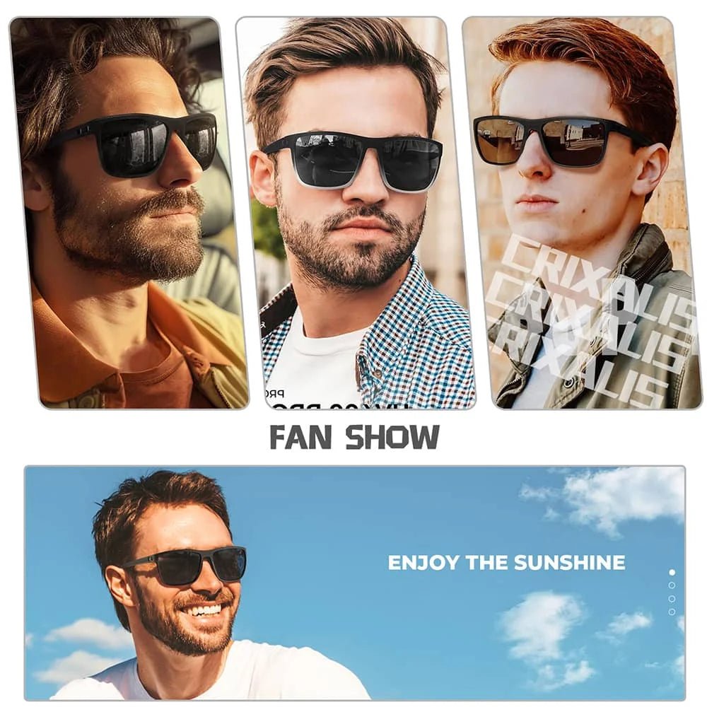 Cat Shop Boys - CRIXALIS 3PCS Square Polarized Sunglasses for Men Outdoor Fishing Sun Glasses Male Anti - glare Fashion Mirror Shades Female UV400