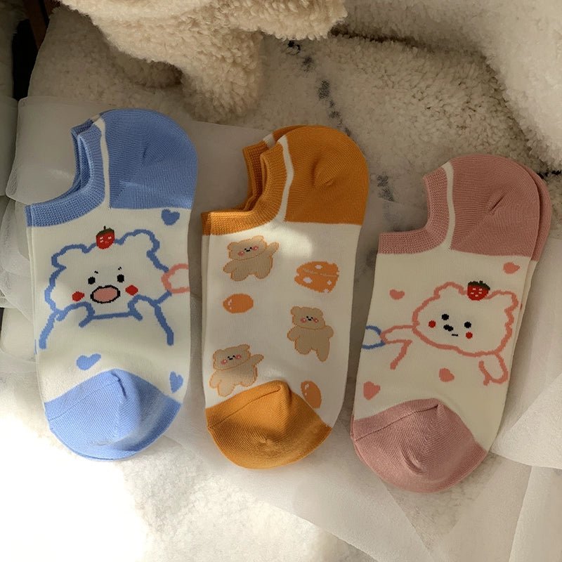 Cat Shop Boys - Cute Bear Women's Summer Low Ankle Korean Socks