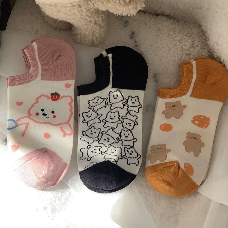 Cat Shop Boys - Cute Bear Women's Summer Low Ankle Korean Socks