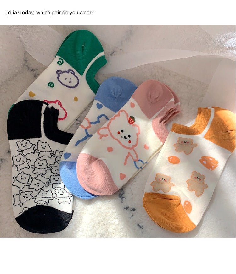 Cat Shop Boys - Cute Bear Women's Summer Low Ankle Korean Socks