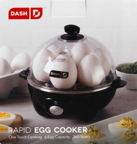 Cat Shop Boys - DASH Rapid Egg Cooker: 6 Egg Capacity Electric Egg Cooker for Hard Boiled Eggs, Poached Eggs, Scrambled Eggs, or Omelets with Auto Shut Off Feature - Black