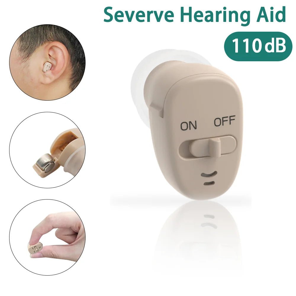 Cat Shop Boys - Digital Hearing Aid Ear for Deafness ITE Mini Invisable Hearing Aids for Deaf/Elderly Moderate Medical to Severe Hearing Loss