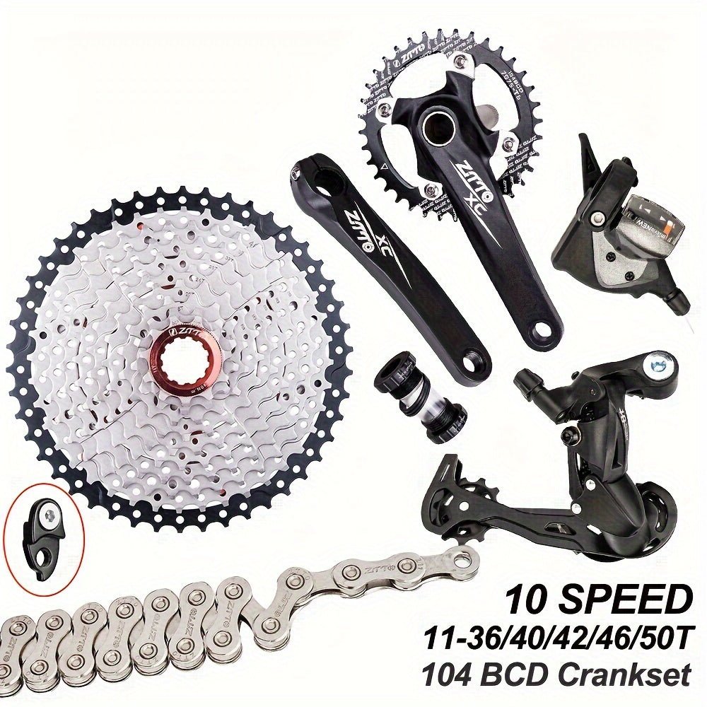 Cat Shop Boys - Durable Build| Ultimate 1x10 Speed MTB Derailleur Shifter Groupset with 11 - 50T Cassette & Chain - Durable Aluminum Alloy, Polished Finish - Complete with Installation Hardware - Ideal for Independence Day Upgrades