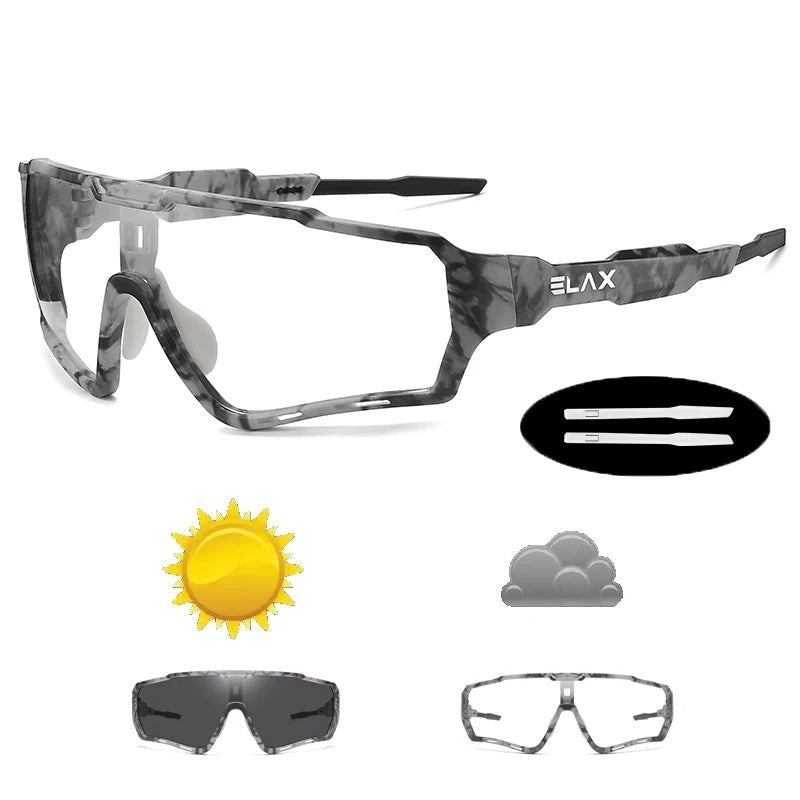 Cat Shop Boys - ELAX Brand New Style Photochromic Sunglasses Sports Men Women Mtb Bike Bicycle Eyewear Cycling Glasses