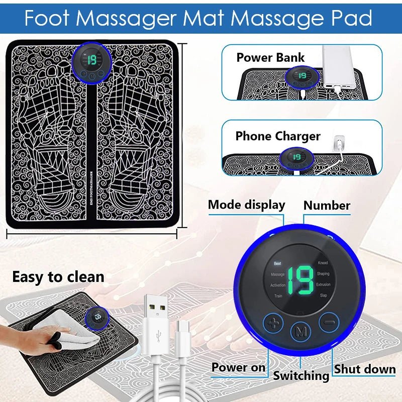 Cat Shop Boys - Electric Foot Massager Pad Muscle Massage Relaxation Trainer For Massage Fitness Outdoor Sport Home Family Relax