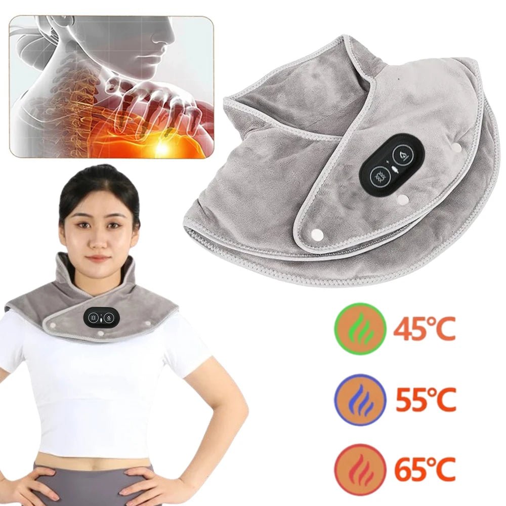 Cat Shop Boys - Electric Heating Shoulder Neck Pad Massager Three Gear Hot Compress Cervical Shawl Warmer USB for Shoulder Neck Back Relax Brace