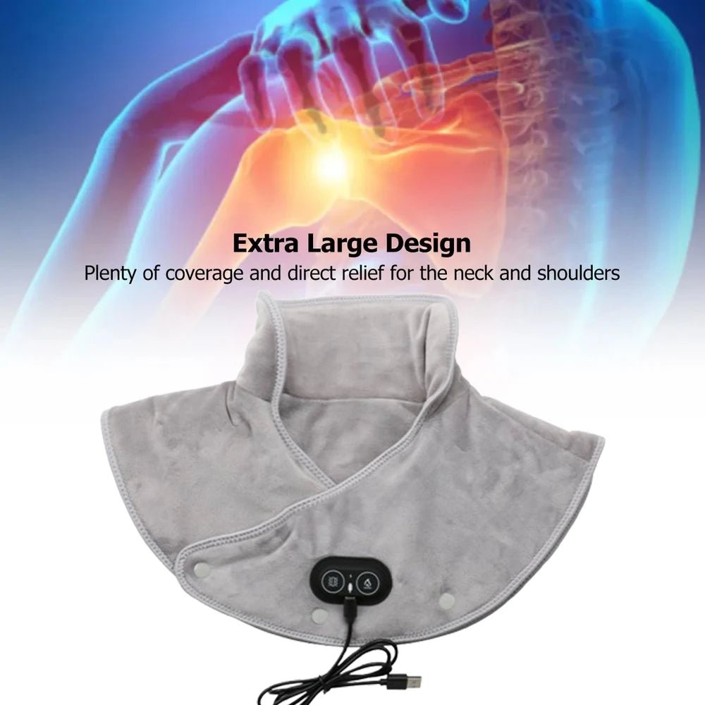 Cat Shop Boys - Electric Heating Shoulder Neck Pad Massager Three Gear Hot Compress Cervical Shawl Warmer USB for Shoulder Neck Back Relax Brace