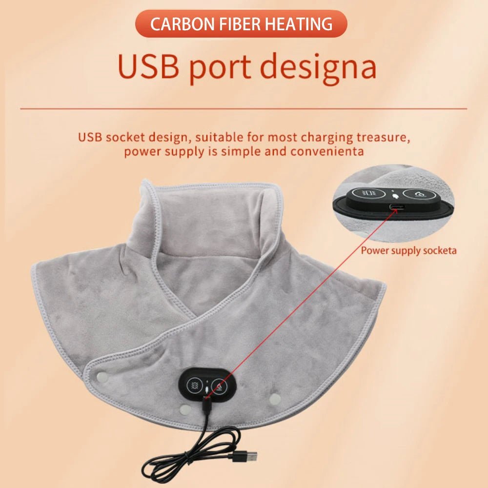 Cat Shop Boys - Electric Heating Shoulder Neck Pad Massager Three Gear Hot Compress Cervical Shawl Warmer USB for Shoulder Neck Back Relax Brace