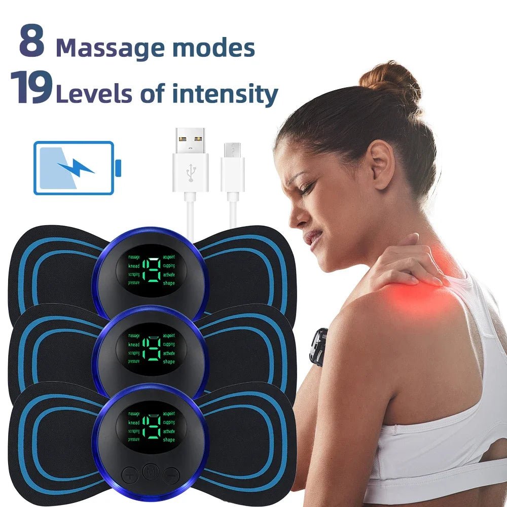 Cat Shop Boys - Electric Neck Massager EMS Muscle Massage Stimulator Low Frequency Instrument Back Cervical Calf Patches Pain Joints Mini Device